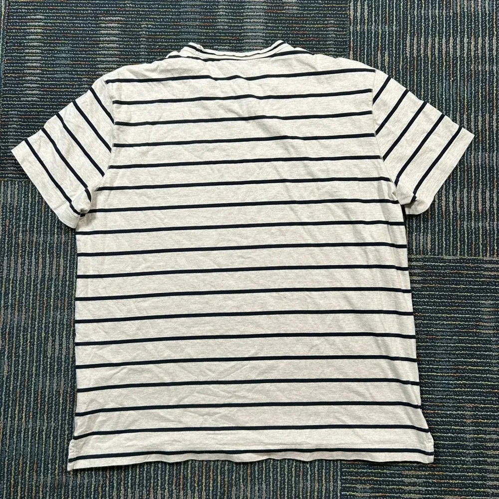 Banana Republic Authentic Tee XL Oatmeal Striped Supima Cotton Crewneck T-Shirt